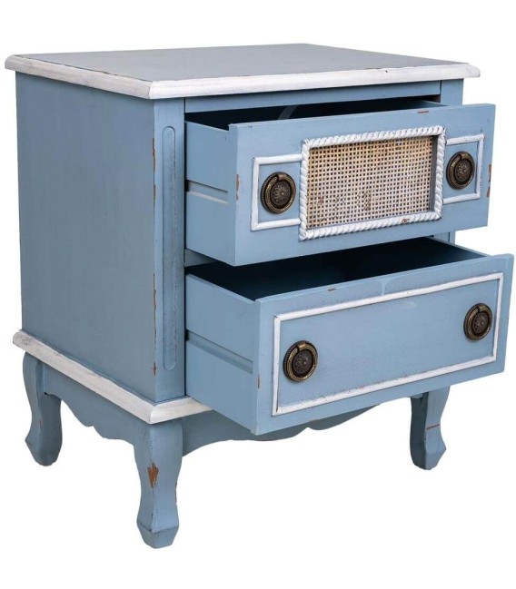 MESITA DE NCOHE ATENEA MADERA Y RATÁN MDMHOGAR