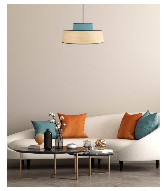 LÁMPARA DE TECHO JIA 40 Ø AZUL TEXTIL 