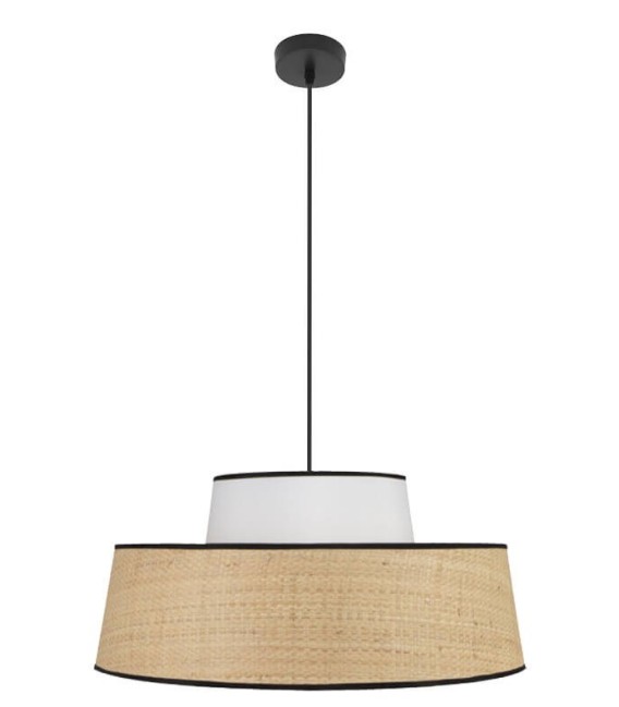 LÁMPARA DE TECHO JIA 50 Ø BLANCO RATÁN Y TEXTIL MDMHOGAR