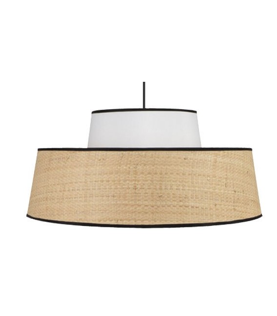 LÁMPARA DE TECHO JIA 50 Ø BLANCO RATÁN Y TEXTIL MDMHOGAR