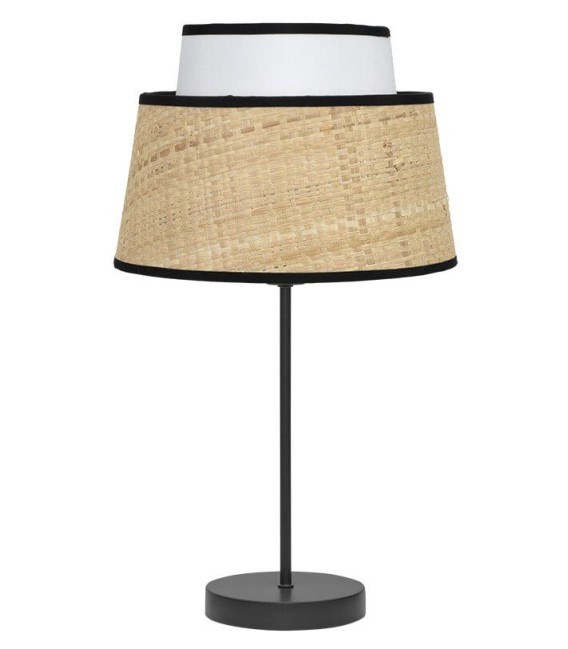 LÁMPARA DE SOBREMESA JIA 20 Ø BLANCO RATÁN Y TEXTIL MDMHOGAR