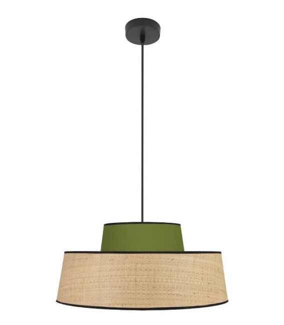 LÁMPARA DE TECHO JIA 40 Ø VERDE RATÁN TEXTIL MDMHOGAR