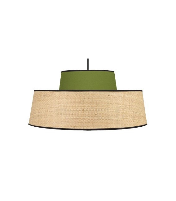 LÁMPARA DE TECHO JIA 40 Ø VERDE RATÁN TEXTIL MDMHOGAR
