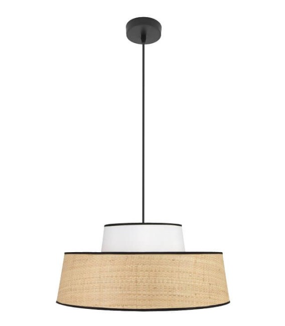 LÁMPARA DE TECHO JIA 40 Ø BLANCA RATÁN TEXTIL MDMHOGAR