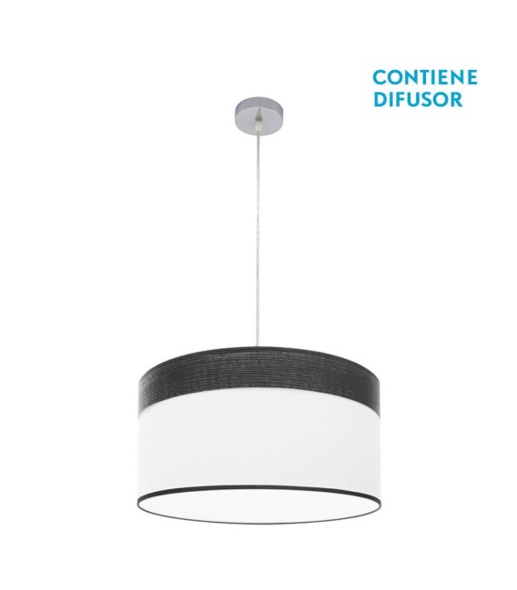 LÁMPARA DE TECHO CLOE 50 Ø METAL Y TEXTIL ROBLE NEGRO MDMHOGAR