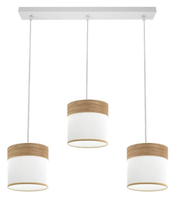 LÁMPARA DE TECHO CLOE 3 LINEAL METAL Y TEXTIL ROBLE 