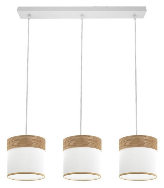 LÁMPARA DE TECHO CLOE 3 LINEAL METAL Y TEXTIL ROBLE 