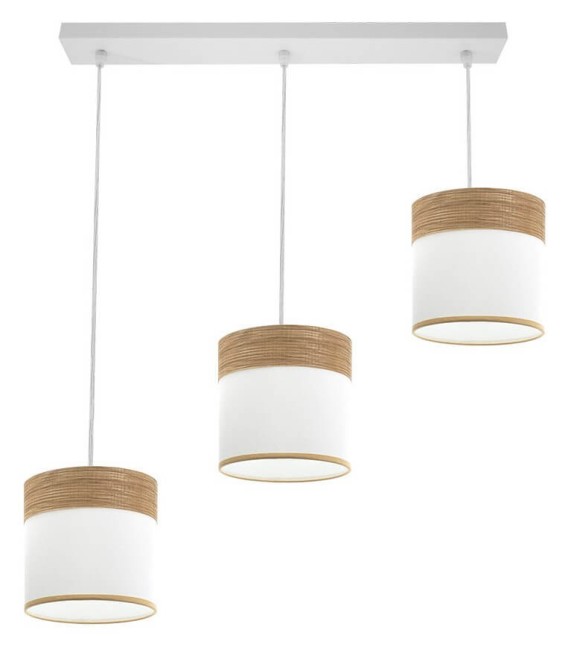 LÁMPARA DE TECHO CLOE 3 LINEAL METAL Y TEXTIL ROBLE 