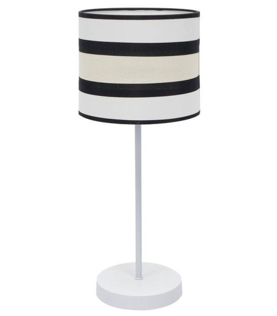 LÁMPARA DE SOBREMESA BLANCA METAL Y TEXTIL 