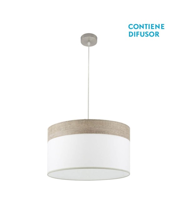 LÁMPARA DE TECHO CLOE 50 Ø METAL Y TEXTIL ROBLE GRIS