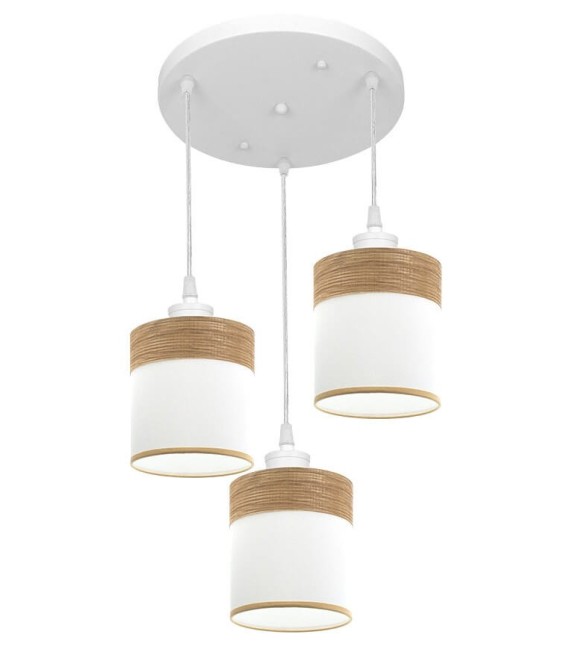 LÁMPARA DE TECHO CLOE 3 METAL Y TEXTIL ROBLE 