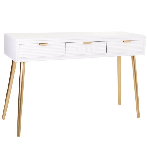 CONSOLA NEO RECTA BLANCA MADERA Y METAL