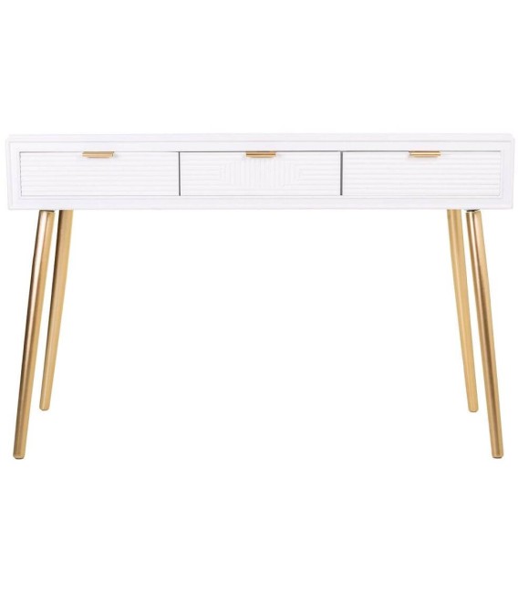 CONSOLA NEO RECTA BLANCA MADERA Y METAL
