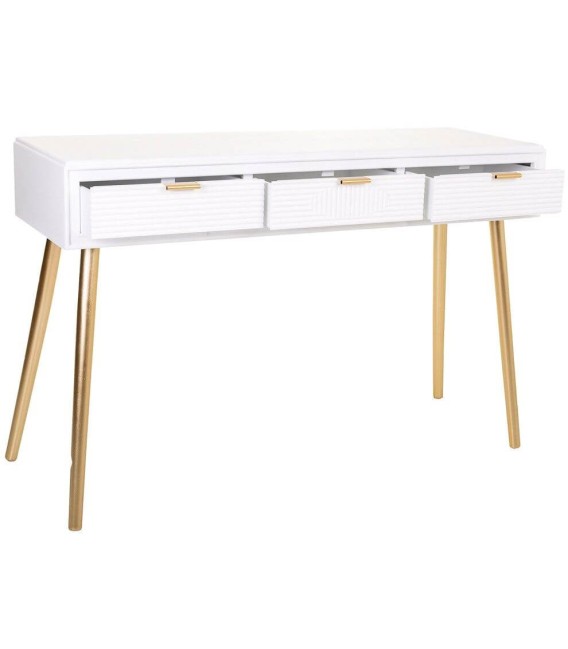CONSOLA NEO RECTA BLANCA MADERA Y METAL