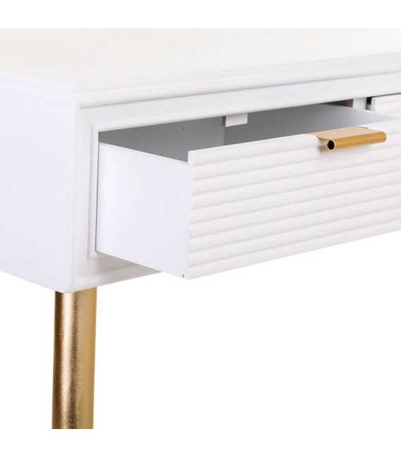 CONSOLA NEO RECTA BLANCA MADERA Y METAL