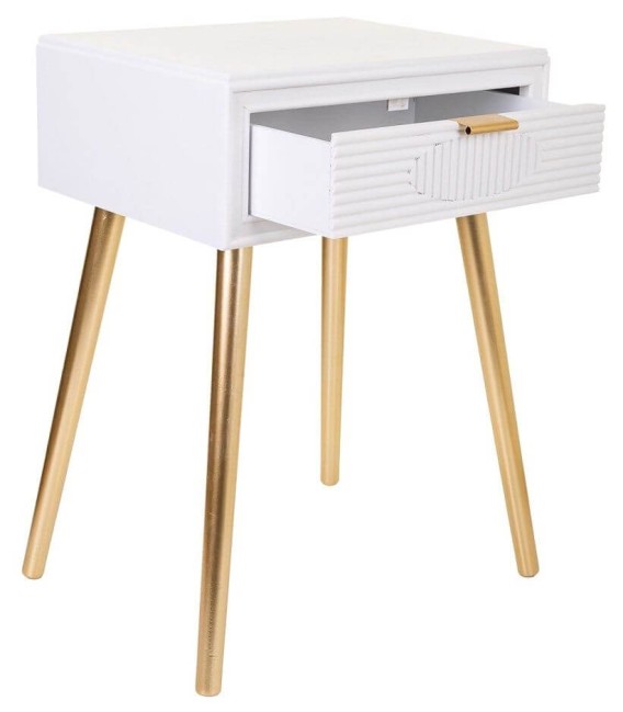 MESITA DE NOCHE NEO 1 BLANCA MADERA Y METAL