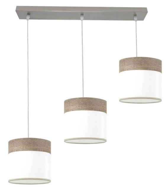 LÁMPARA DE TECHO CLOE 3 LINEAL METAL Y TEXTIL ROBLE GRIS 