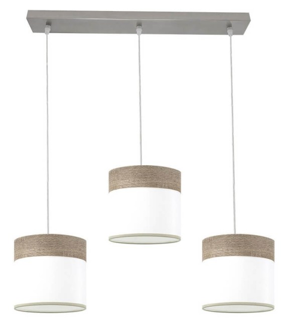 LÁMPARA DE TECHO CLOE 3 LINEAL METAL Y TEXTIL ROBLE GRIS 