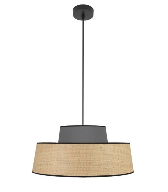 LÁMPARA DE TECHO JIA 40 Ø GRIS RATÁN TEXTIL