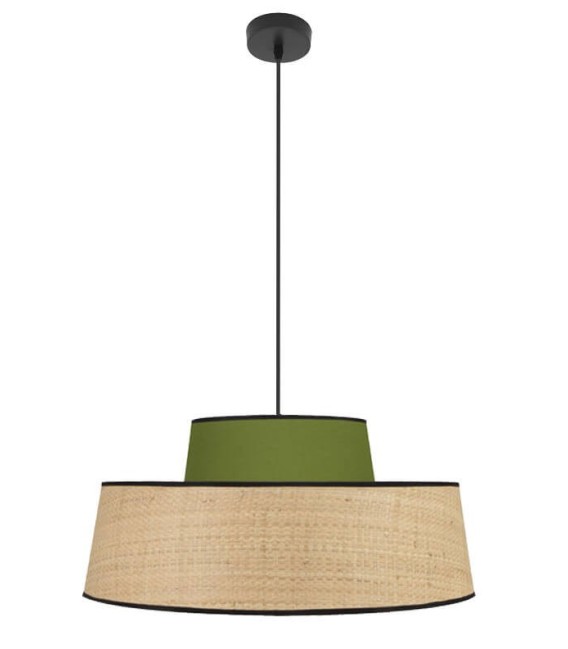 LÁMPARA DE TECHO JIA 50 Ø VERDE RATÁN TEXTIL MAMHOGAR