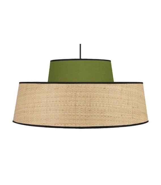 LÁMPARA DE TECHO JIA 50 Ø VERDE RATÁN TEXTIL MAMHOGAR