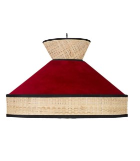 LÁMPARA DE TECHO FABRIZIO 50 Ø TEXTIL Y RAFIA ROJA