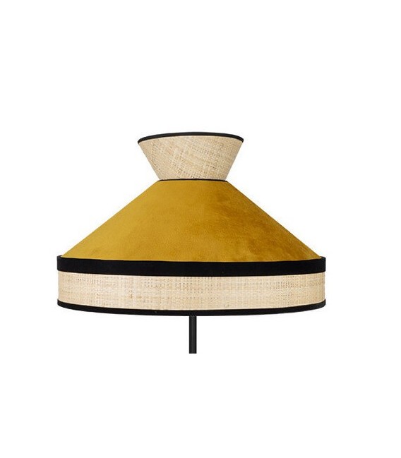 LÁMPARA DE SOBREMESA FABRIZIO 30 Ø RAFIA Y TEXTIL AMARILLO 