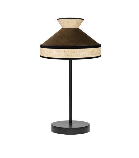 LÁMPARA DE SOBREMESA FABRIZIO 20 Ø RAFIA Y TEXTIL MARRÓN MDMHOGAR