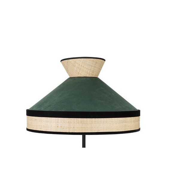 LÁMPARA DE SOBREMESA FABRIZIO 30 Ø RAFIA Y TEXTIL VERDE 