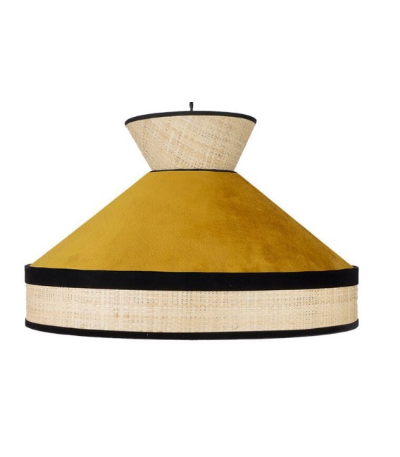 LÁMPARA DE TECHO FABRIZIO 50 Ø TEXTIL AMARILLO Y RAFIA MDMHOGAR