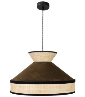 LÁMPARA DE TECHO FABRIZIO 50 Ø TEXTIL MARRÓN Y RAFIA MDMHOGAR