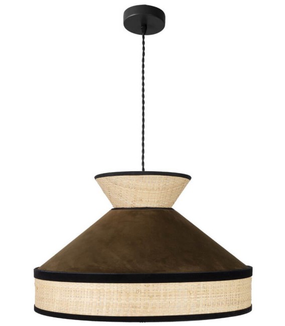 LÁMPARA DE TECHO FABRIZIO 50 Ø TEXTIL MARRÓN Y RAFIA MDMHOGAR
