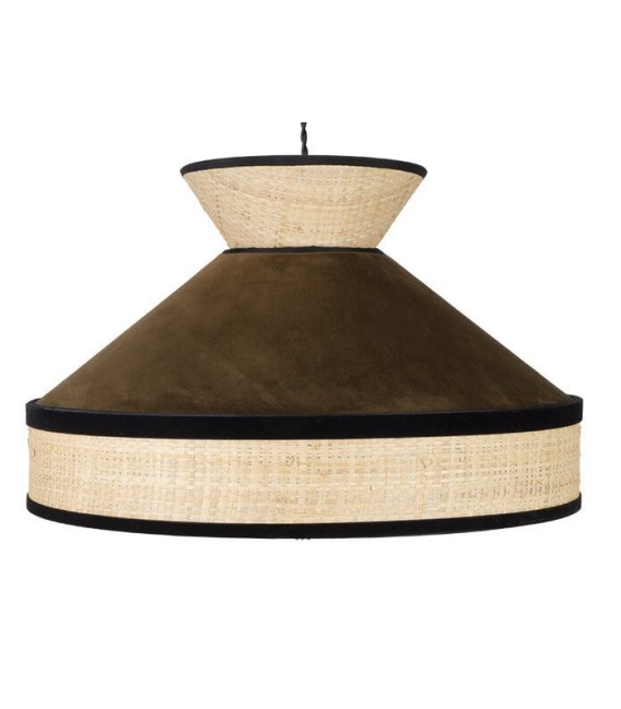 LÁMPARA DE TECHO FABRIZIO 50 Ø TEXTIL MARRÓN Y RAFIA MDMHOGAR