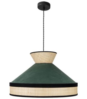 LÁMPARA DE TECHO FABRIZIO 50 Ø TEXTIL VERDE Y RAFIA MDMHOGAR