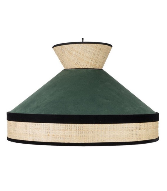 LÁMPARA DE TECHO FABRIZIO 50 Ø TEXTIL VERDE Y RAFIA MDMHOGAR