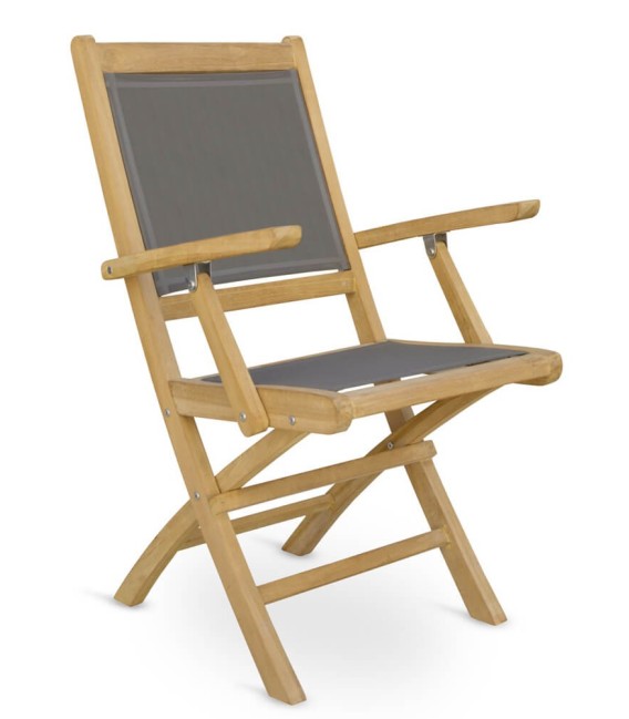 SILLÓN PLEGABLE BARCO MADERA Y SCREEN GRIS MDMHOGAR