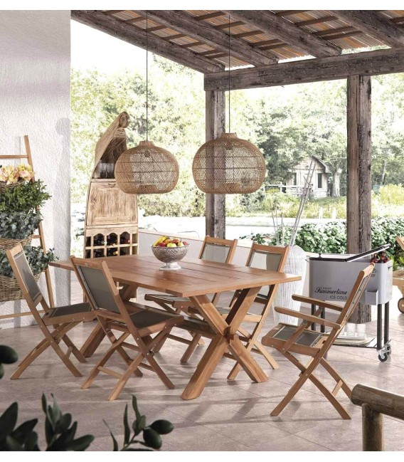 SILLÓN PLEGABLE BARCO MADERA Y SCREEN GRIS MDMHOGAR