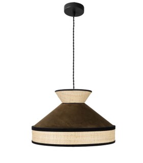 LÁMPARA DE TECHO FABRIZIO 40 Ø TEXTIL MARRÓN Y RAFIA 