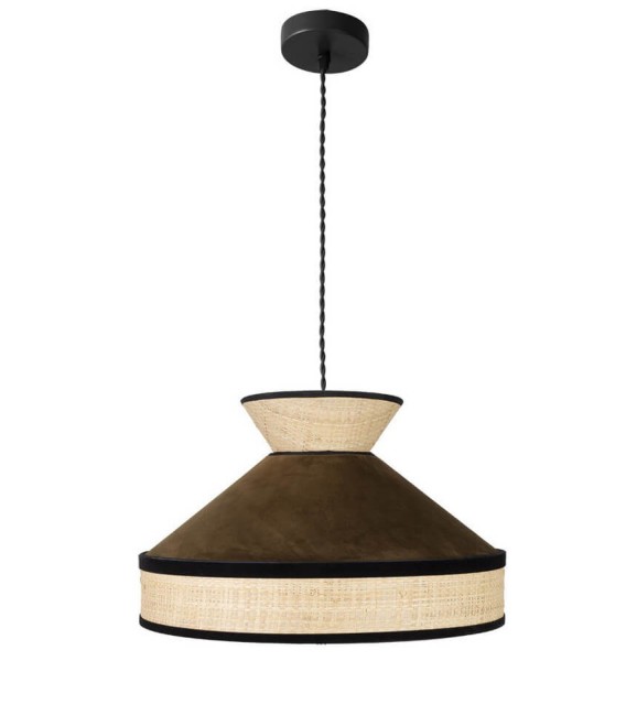 LÁMPARA DE TECHO FABRIZIO 40 Ø TEXTIL MARRÓN Y RAFIA 