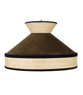 LÁMPARA DE TECHO FABRIZIO 40 Ø TEXTIL MARRÓN Y RAFIA 
