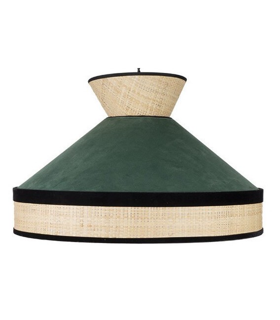 LÁMPARA DE TECHO FABRIZIO 40 Ø TEXTIL VERDE Y RAFIA MDMHOGAR