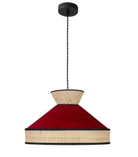  LÁMPARA DE TECHO FABRIZIO 40 Ø TEXTIL ROJO Y RAFIA MDMHOGAR