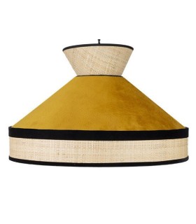LÁMPARA DE TECHO FABRIZIO 40 Ø TEXTIL AMARILLO Y RAFIA MDMHOGAR