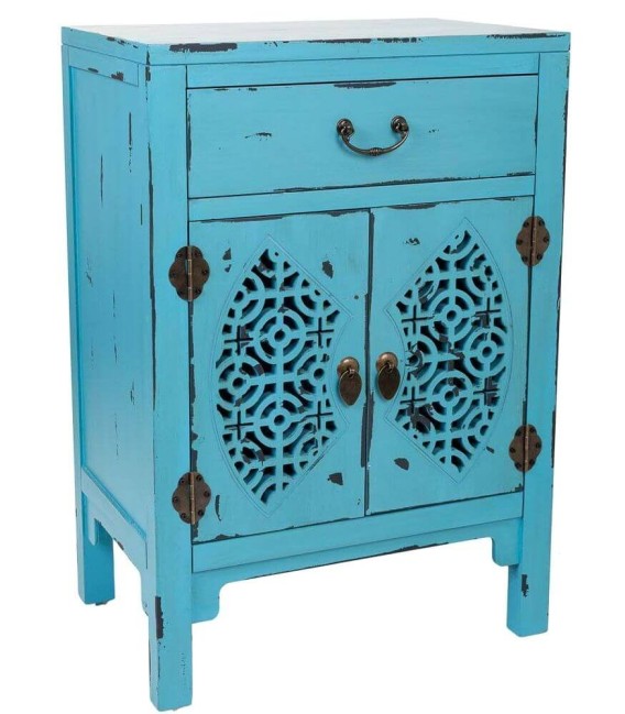 MESITA DE NOCHE MAKALU AZUL MADERA