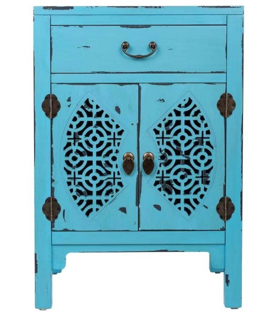 MESITA DE NOCHE MAKALU AZUL MADERA