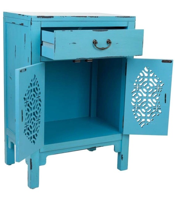 MESITA DE NOCHE MAKALU AZUL MADERA