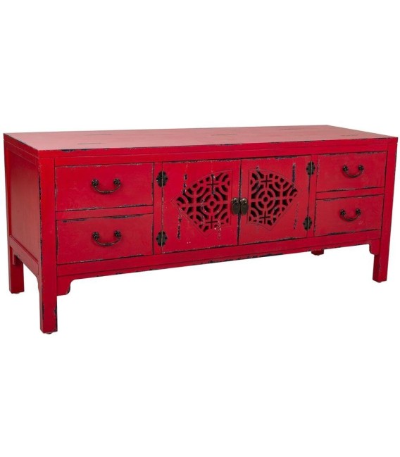 MUEBLE DE TV MAKALU ROJO MADERA 