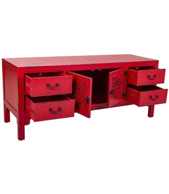 MUEBLE DE TV MAKALU ROJO MADERA 