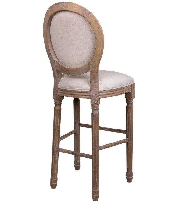 TABURETE LUIS XV MADERA NATURAL Y TEXTIL