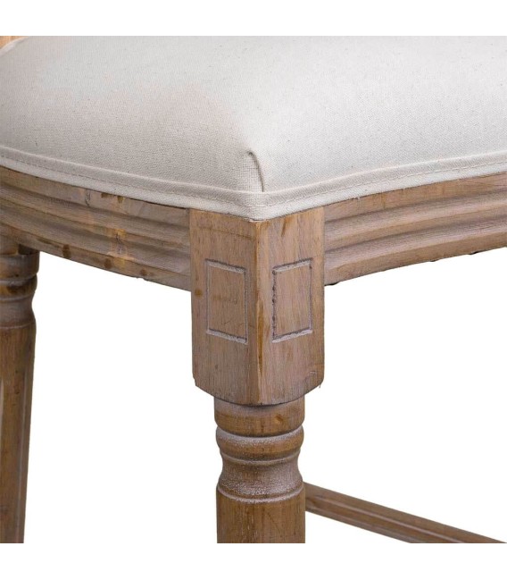 TABURETE LUIS XV MADERA NATURAL Y TEXTIL